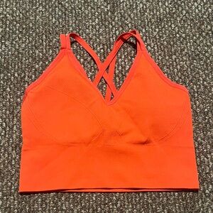 SOMA Coral/Red/Orange Longline Strappy Sports/Lounge Bra Crisscross Back Small